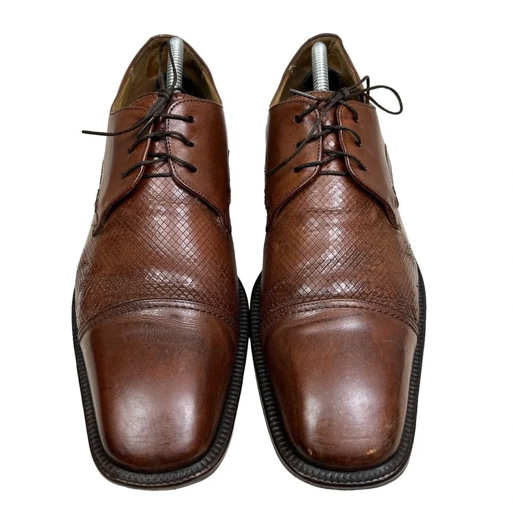 Johnston & Murphy Oxfords Dress Shoes Brown Leather Cap Toe Lace Up Men Size 9.5